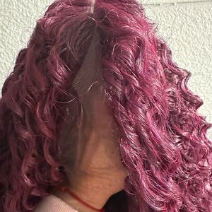 Curly Pink Lace Front Wig